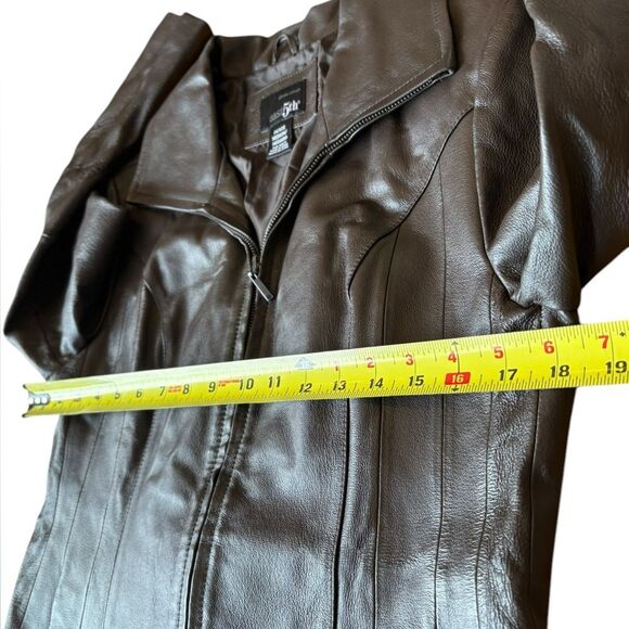 East 5th Leather Jacket Full Zip Womens Medium Petite Chocolate Brown - Picture 10 of 10